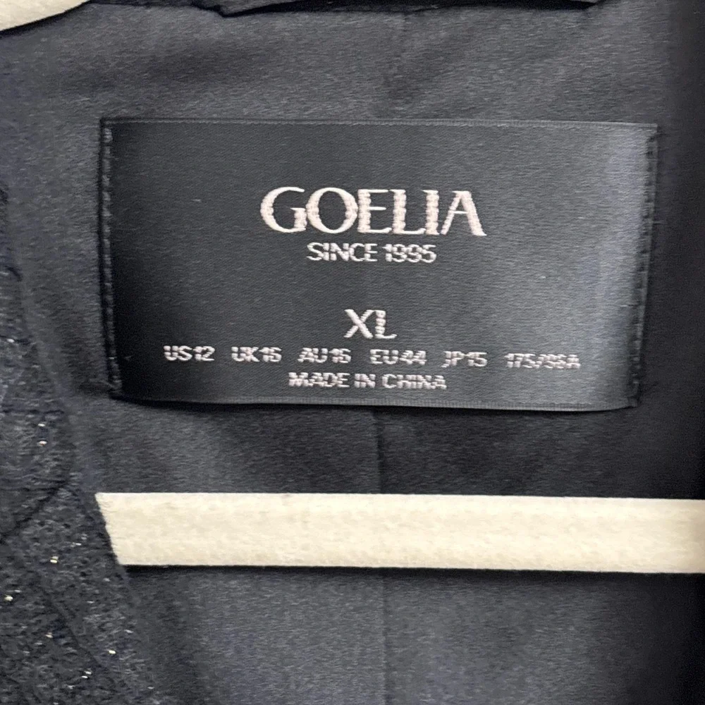 Goelia Jacket XL 12 Black Cropped Blazer Wool Blend Gold Sparkle Career Cocktail